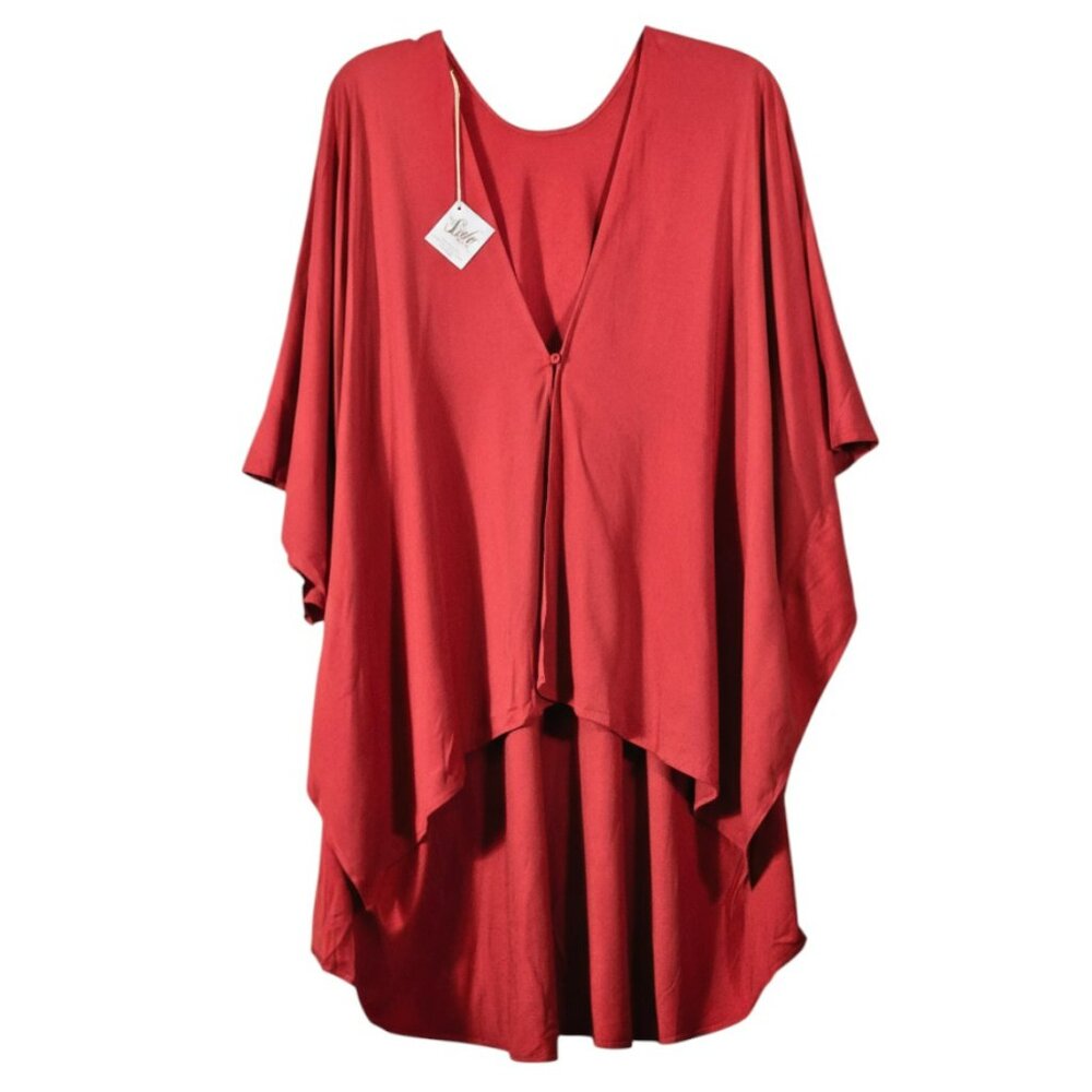 SSeko Designs Shawl Women's One Size Kimono High-Low Hem Red NWT